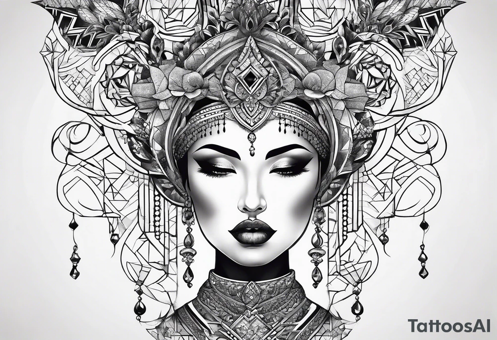 geometrical pattern neck tattoo tattoo idea