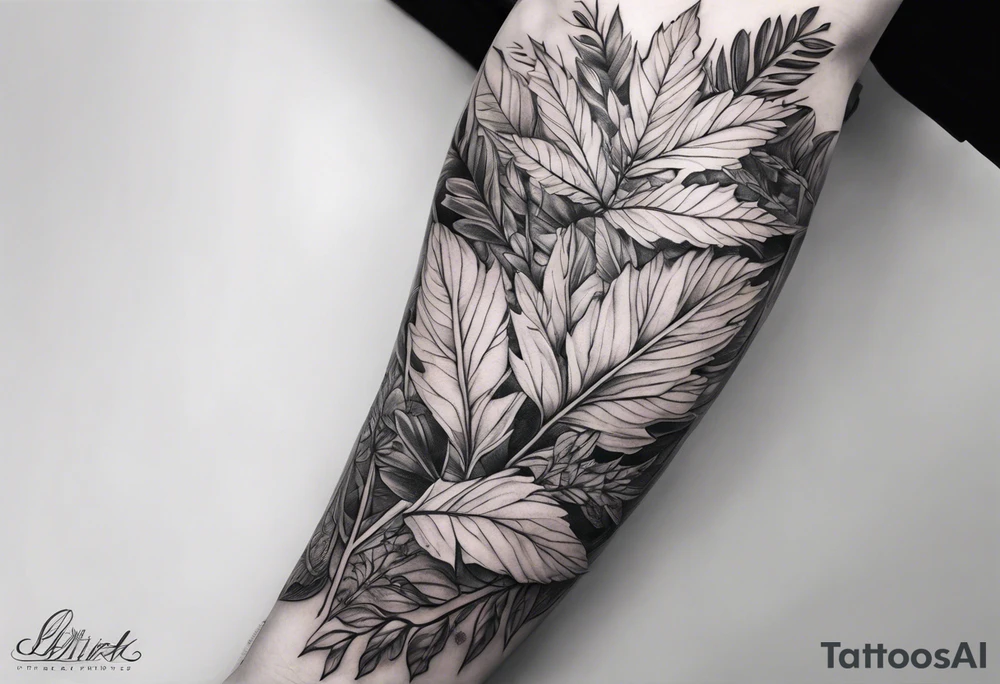Foliage arm sleeve tattoo idea