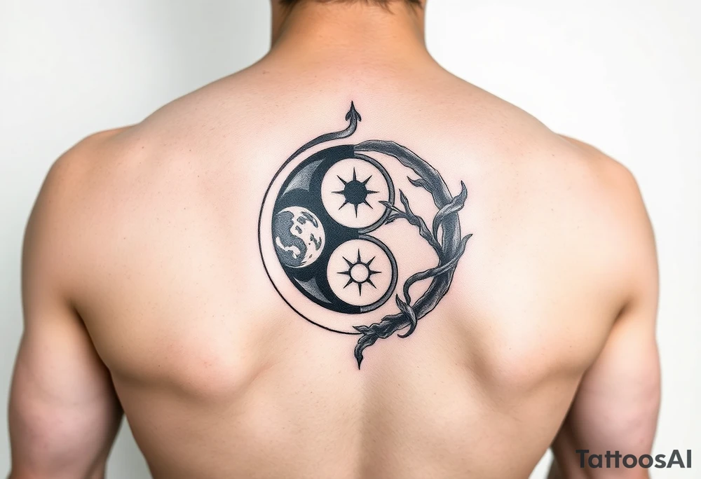 Yin yang with the 4 elements tattoo idea