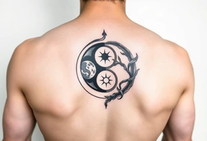 Yin yang with the 4 elements tattoo idea