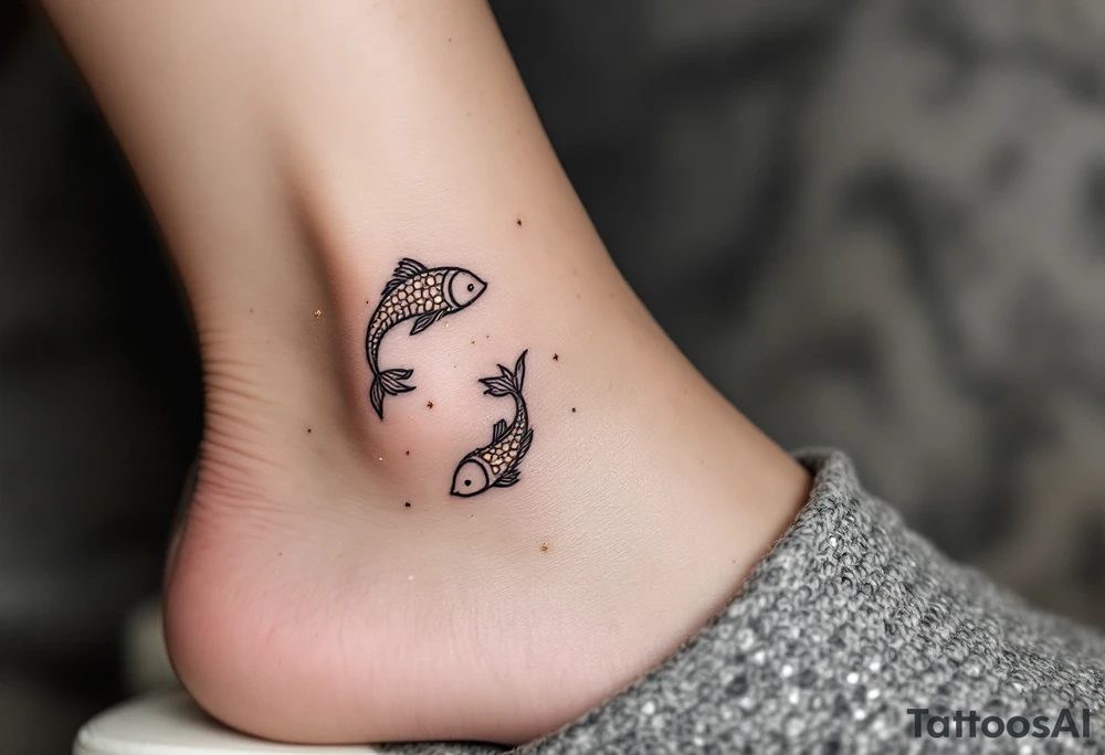 This Pisces tattoo features the constellation in shimmering gold ink, blending cosmic beauty with astrological meaning. tattoo idea