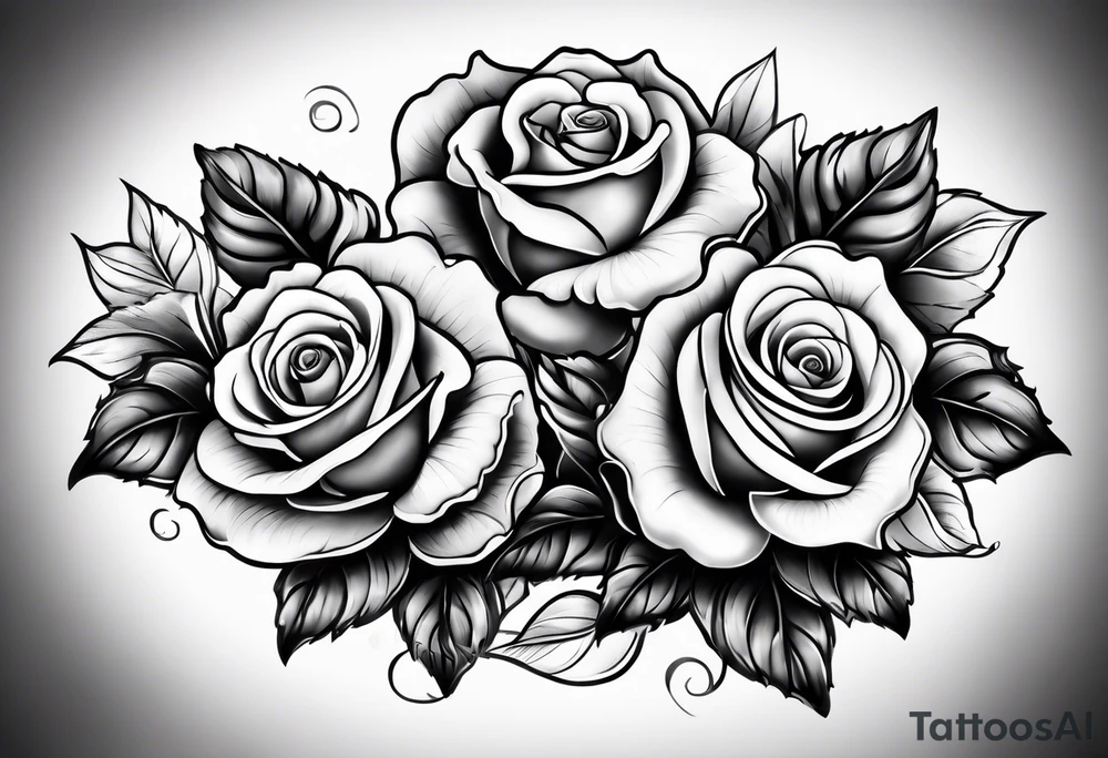 2 violets and 1 rose tattoo idea