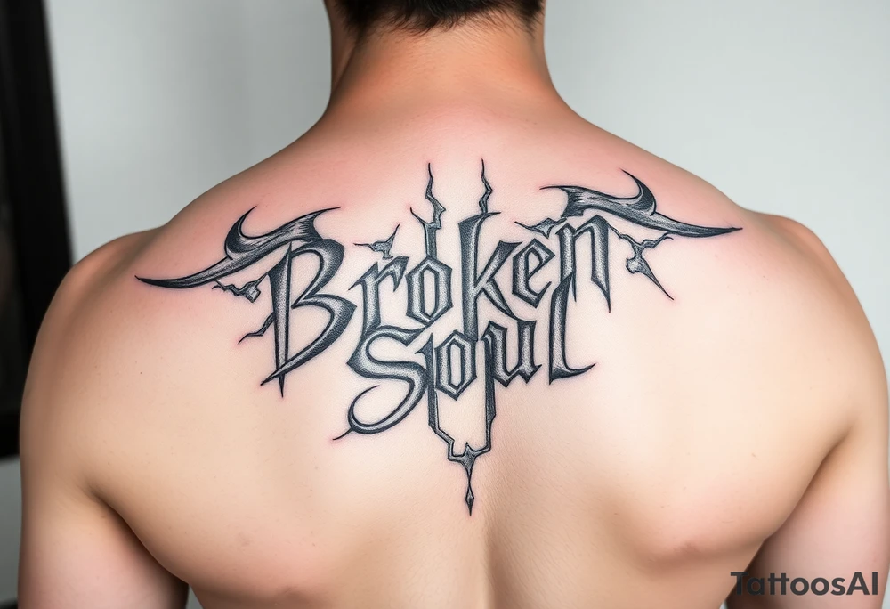 Broken Soul in calligraphy tattoo idea