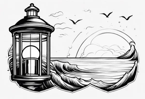 Farol no oceano minimalista tattoo idea