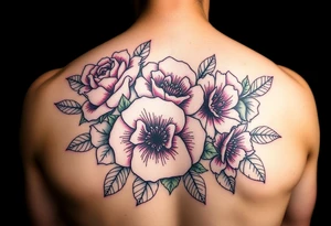 Rose and Chrysanthemum bouquet tattoo tattoo idea