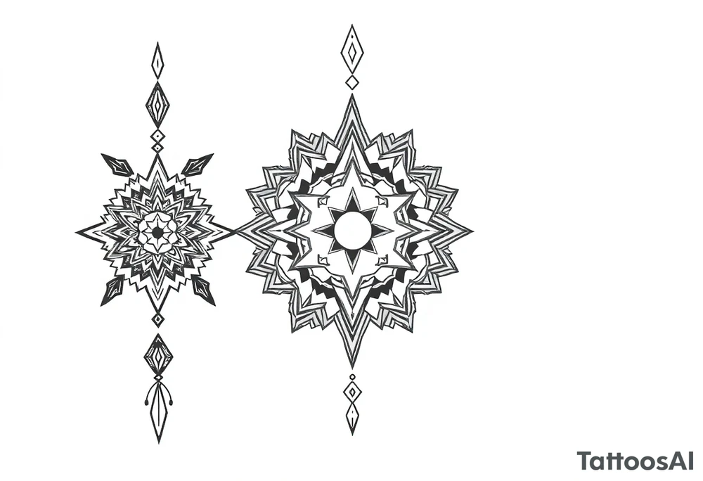 long ornament shaman and witch style mytical with ancient rhyme tattoo idea