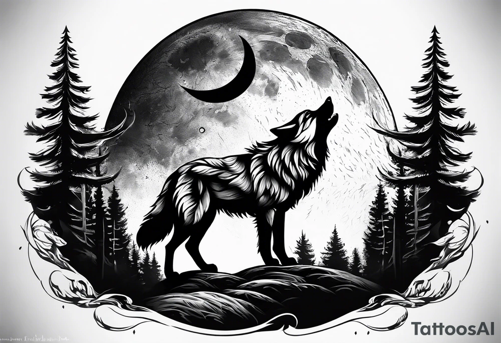Moon
Wolf
Forest tattoo idea