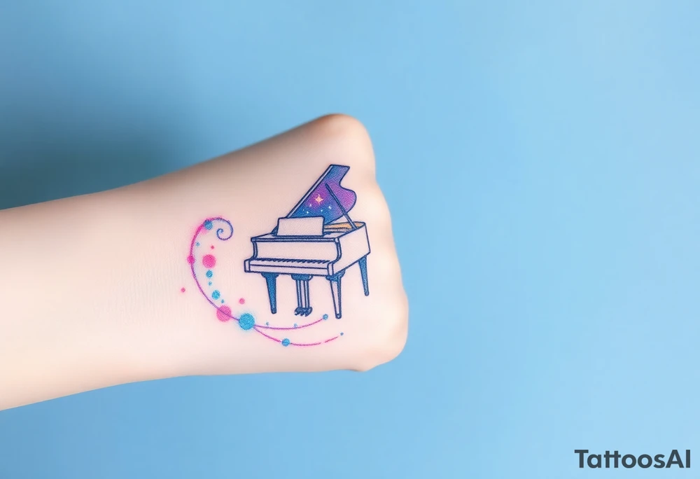 dream grand piano under the stars swirl tattoo idea
