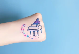 dream grand piano under the stars swirl tattoo idea