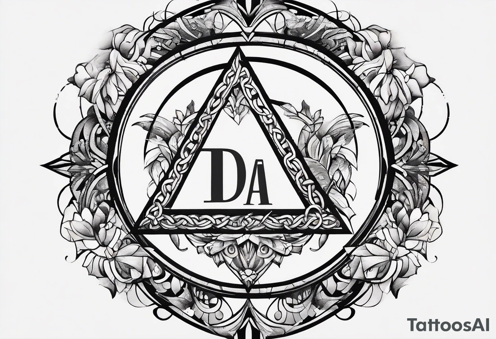 letter delta inside a chain circle, subtle, womanly, simplistic tattoo idea