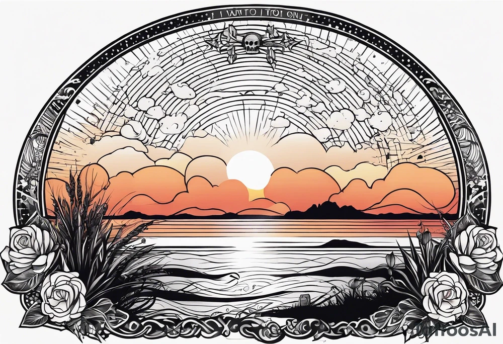 Simple line tattoo of a sunset with the inscription Memento mori
I want to put it on my knee tattoo idea