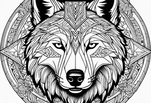 Une tête loup réaliste énervé avec la moitié de sa tête droite en squelette tattoo idea