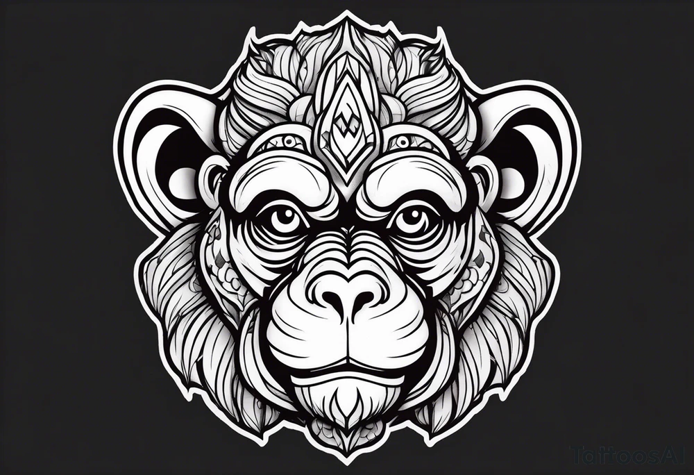 aggressive monkey on torso tattoo tattoo idea
