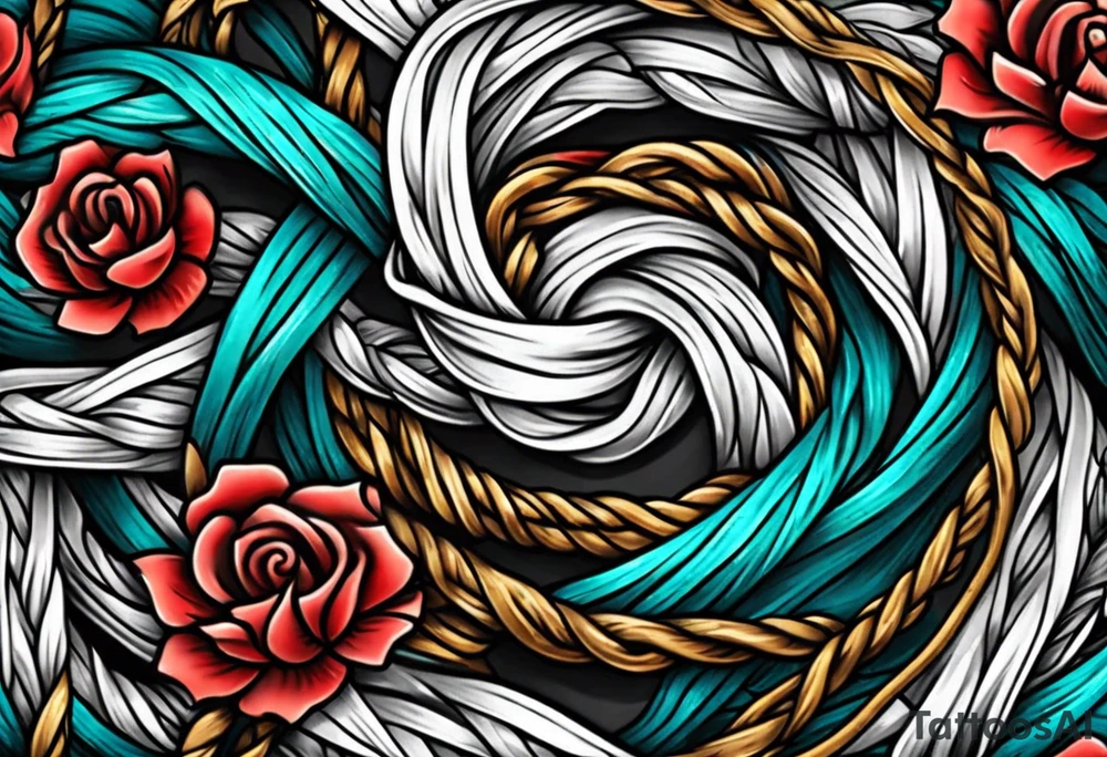 Rope knots twisting tattoo idea