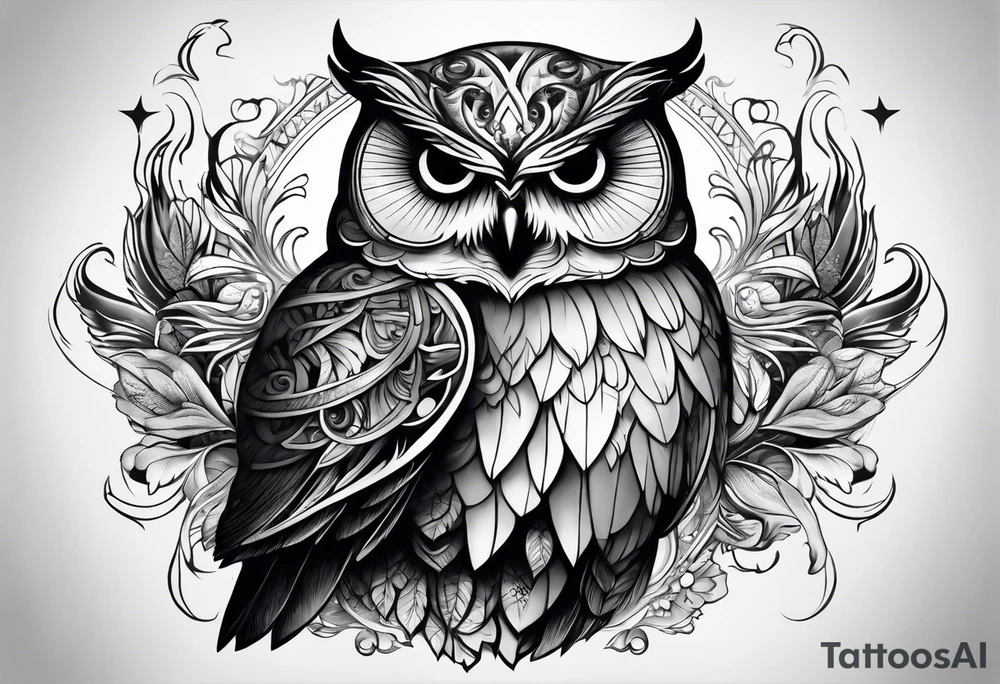 owl dressed up as a ghost tattoo idea