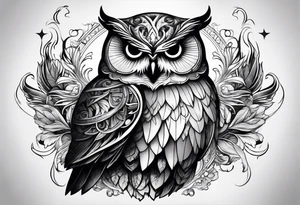 owl dressed up as a ghost tattoo idea