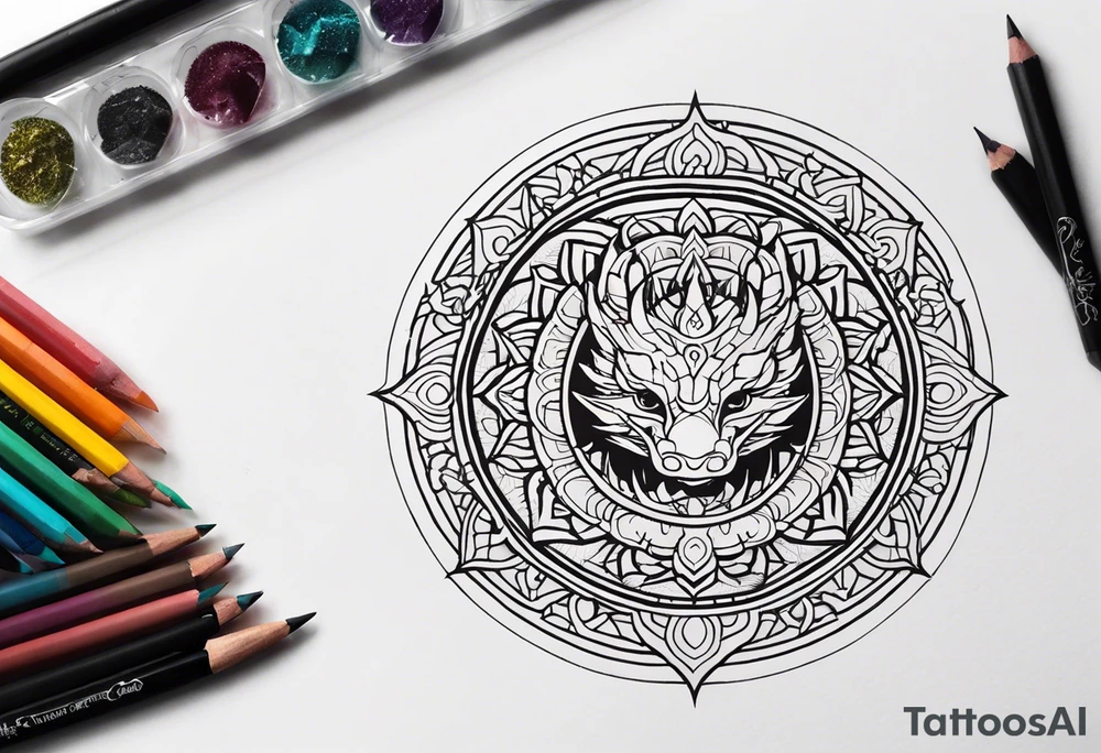Circle Dragon Mandala tattoo idea
