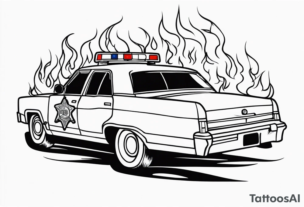 Police car on fire tattoo idea