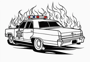 Police car on fire tattoo idea