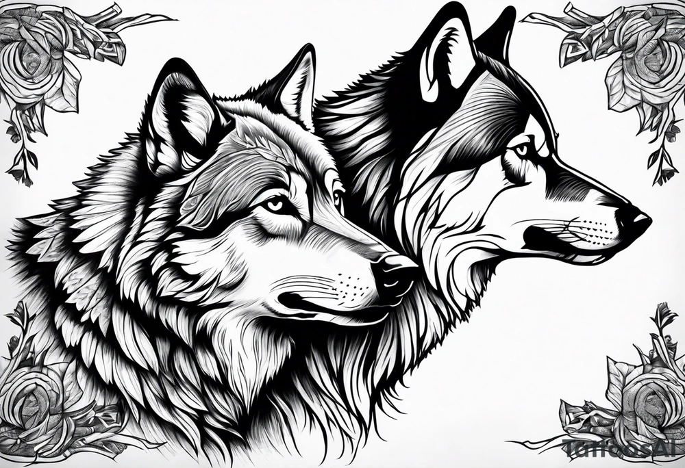 Tale of two wolves tattoo idea