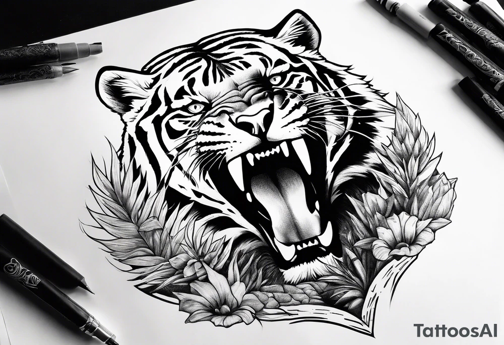 Different apex predators in their habitat tattoo idea