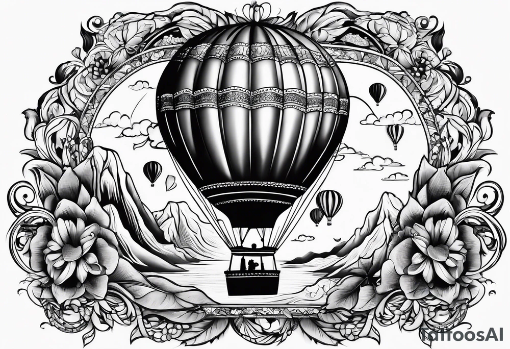 hotballoon ornemental travel tattoo idea