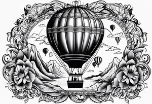 hotballoon ornemental travel tattoo idea