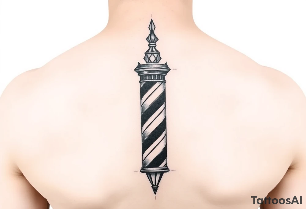 Geometric barber pole tattoo idea