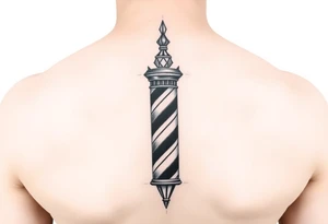 Geometric barber pole tattoo idea