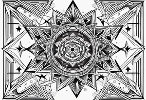 Geometry with graphics, theme of stars tattoo idea