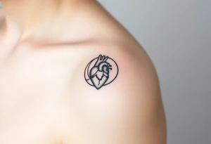 human heart chained within circle sun and moon tattoo idea