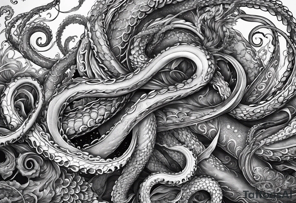 natural real entwined tentacles tattoo idea
