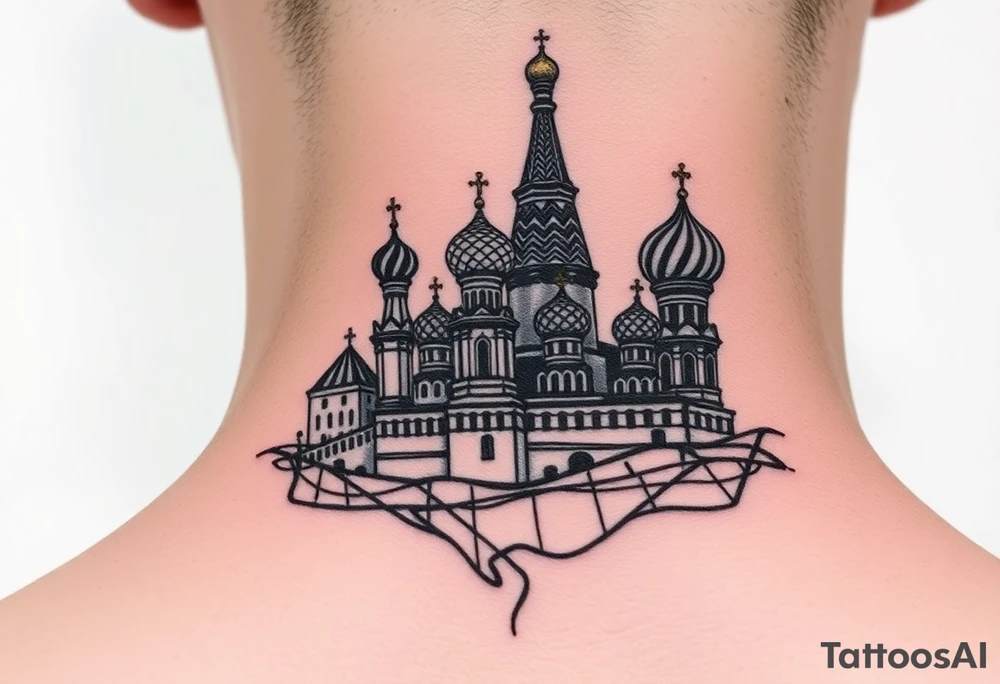 The Kremlin or St. Basil's Cathedral scene tattoo idea