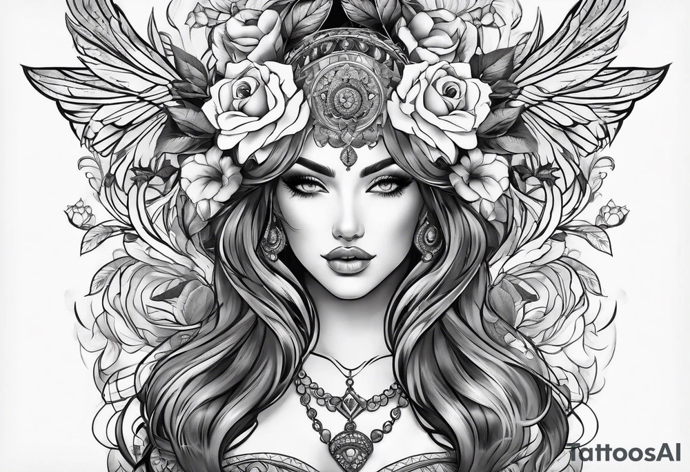 Feminine chest tattoo idea