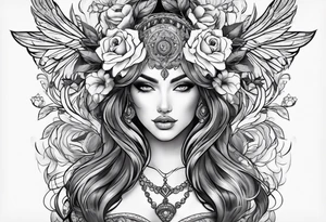 Feminine chest tattoo idea