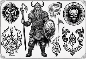 I want a tattoo of a viking with the name “Viking Customs” incorporated in the design tattoo idea