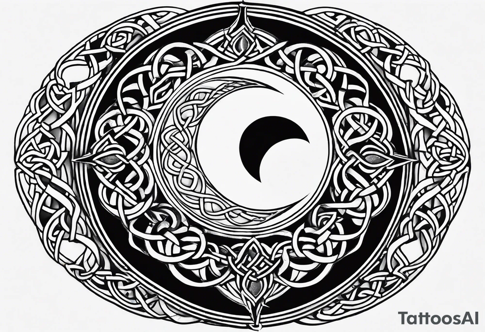 Moon, celtic symbol, hidrangia tattoo idea