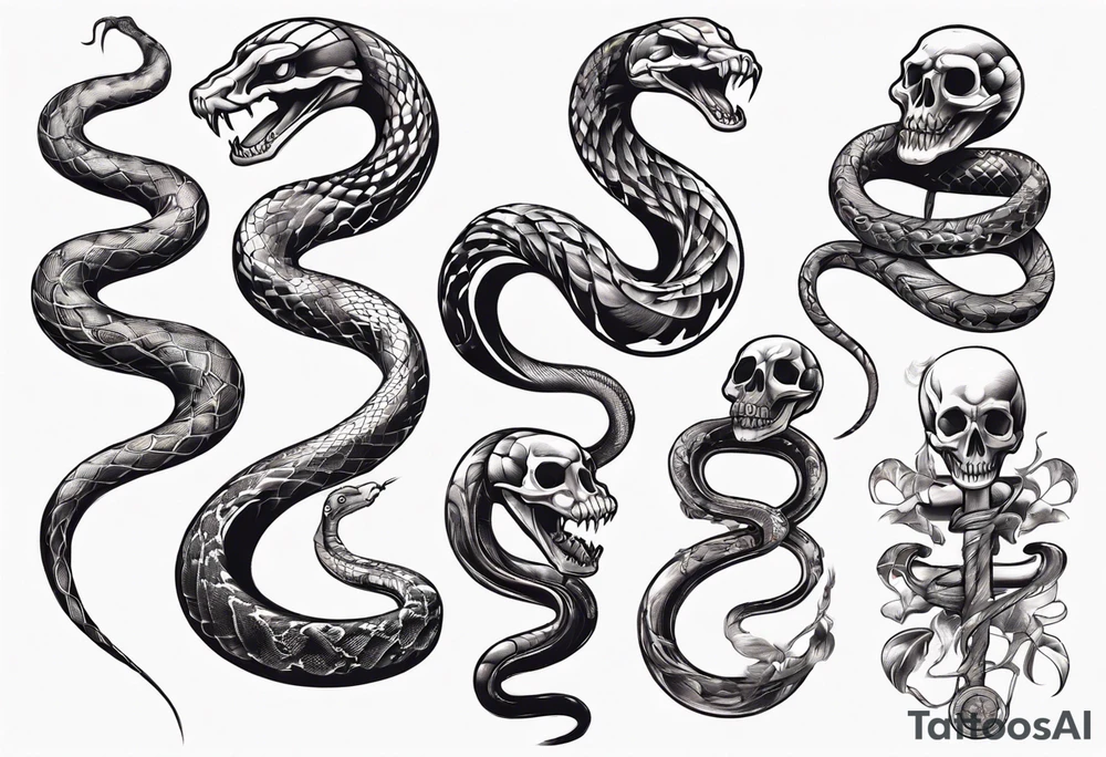 snake choking bones tattoo idea