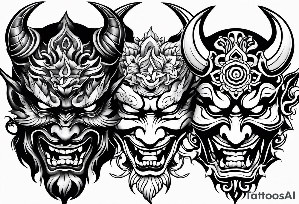 Japanese devil mask tattoo idea