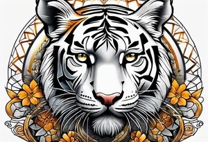 Tiger with sacred geometry and shapes tattoo idea