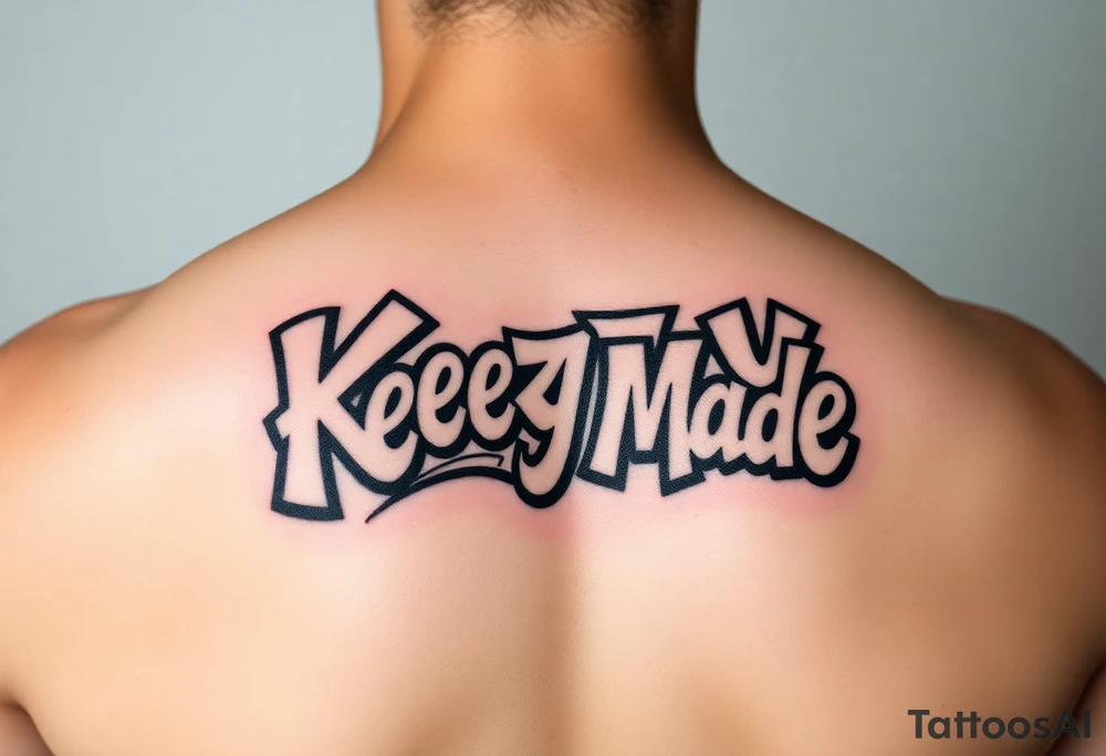 Rounded bubble graffiti style lettering as one  (KeezY MadE) tattoo idea