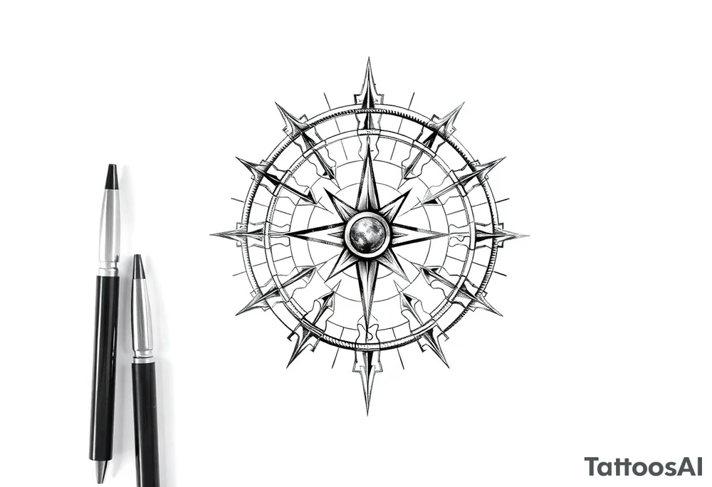 3D sundial tattoo idea