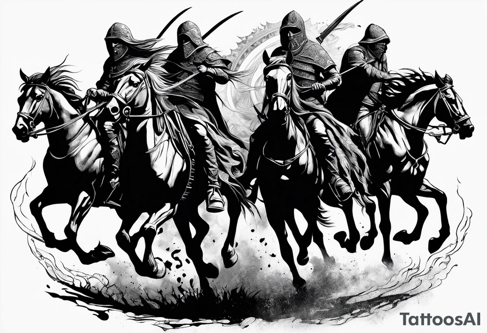 4 horseman of the apocalypse - Death, Famine, War, and Conquest tattoo idea