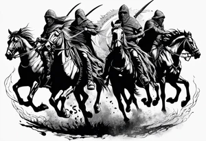 4 horseman of the apocalypse - Death, Famine, War, and Conquest tattoo idea