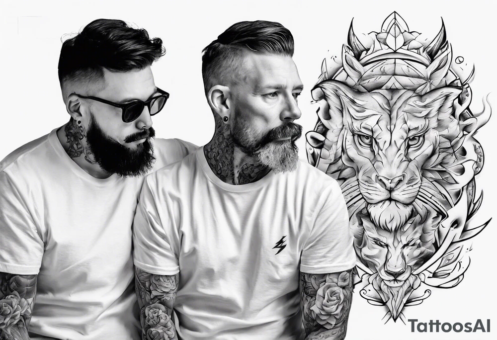 dad and son contour tattoo idea