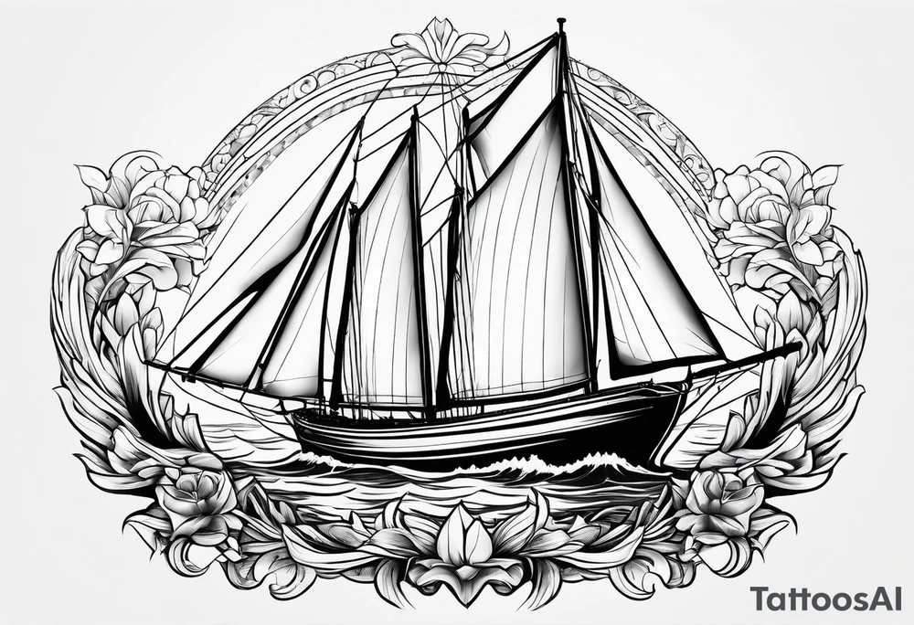 bow of a sailboat. tattoo idea