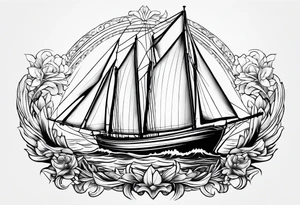bow of a sailboat. tattoo idea