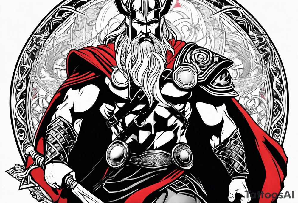 Thor with an Atheist "A" in the background tattoo idea