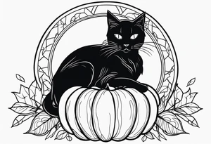 Black cat with a pumpkin tattoo idea