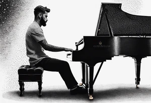 man playing the piano tattoo idea